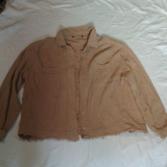 Casual Tan Button-Up Shirt - Picture 1 of 9